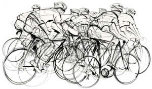 A pack of cyclists