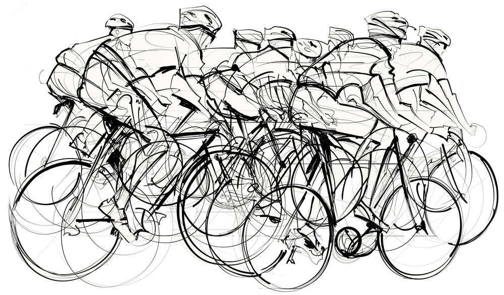 A pack of cyclists