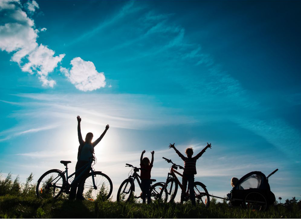 Happy cyclists