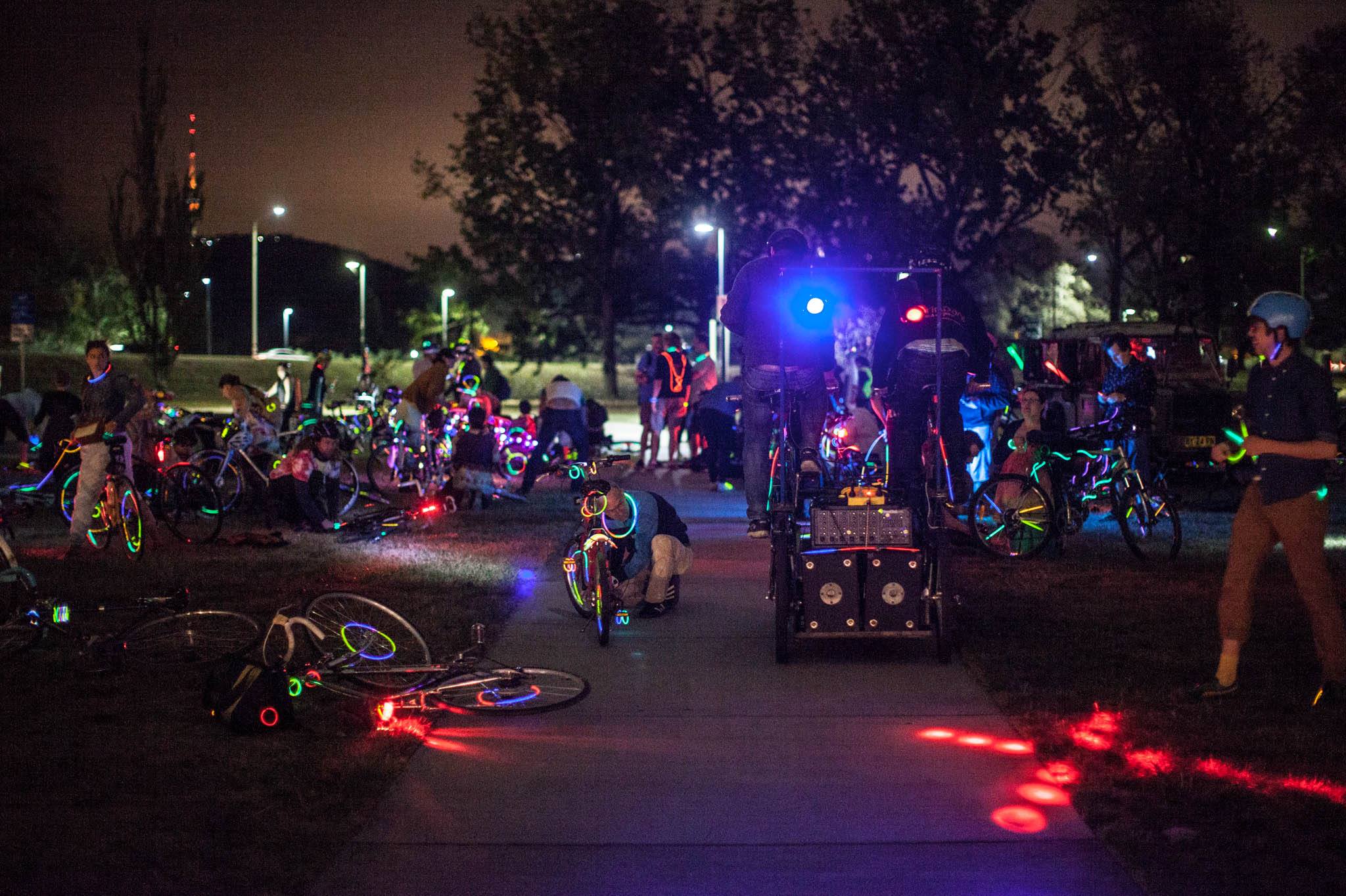 Gathering for a Glow Ride