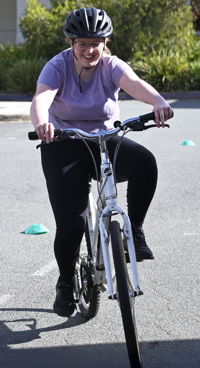 Adult learning to ride