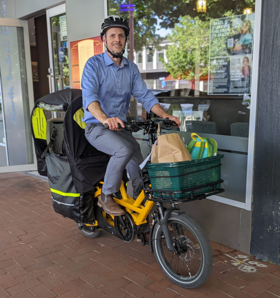 Transporting family and shopping on a cargo bike